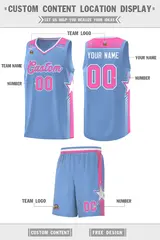 Light Blue Pink Star Graffiti Basketball Jersey 2
