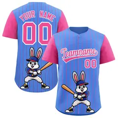 Light Blue Pink Stripe Animals Graffiti Raglan Baseball Jersey