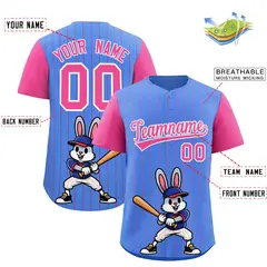 Light Blue Pink Stripe Animals Graffiti Raglan Baseball Jersey 2