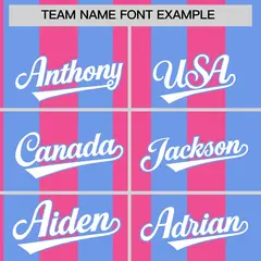 Light Blue Pink Stripe Two-Button Softball Jersey 3