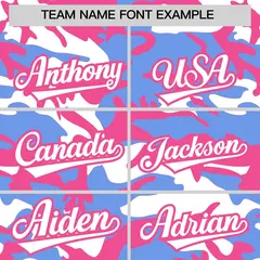 Light Blue Pink White Camo Gradient Fashion Baseball Jersey 3