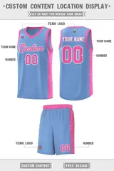 Light Blue Pink-White Side Splash Basketball Uniform Jersey 2