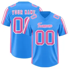 Light Blue Pink White Side Stripe Authentic Football Jersey 1
