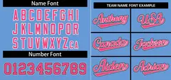 Light Blue Pink-White Stripe Raglan Baseball Jersey 3