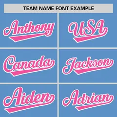 Light Blue Pink-White Stripe Raglan Baseball Jersey 3