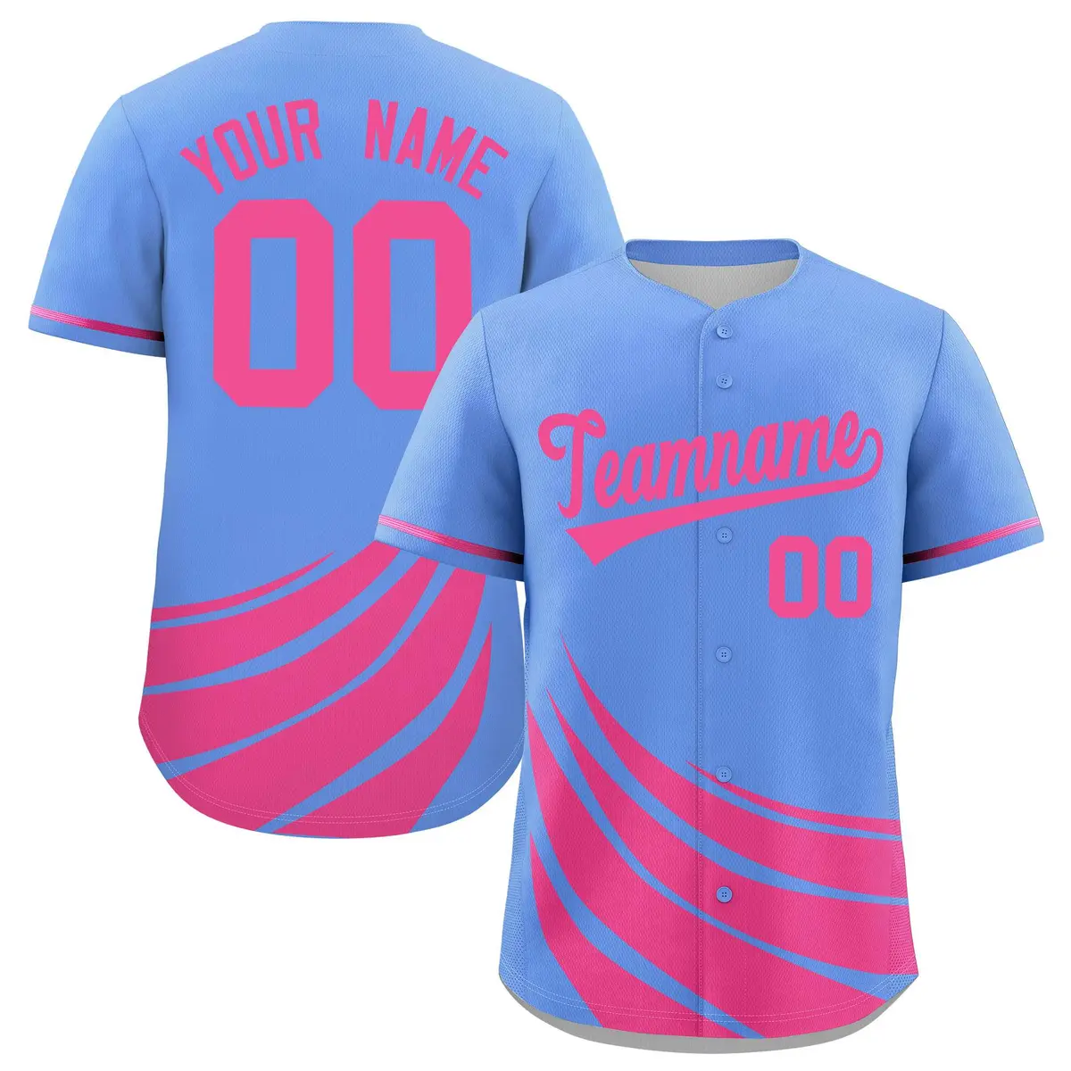 Light Blue Pink Wind Mark Graffiti Pattern Baseball Jersey