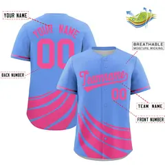 Light Blue Pink Wind Mark Graffiti Pattern Baseball Jersey 2