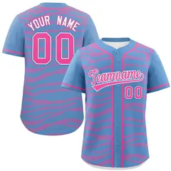 Light Blue Pink Zebra Graffiti Authentic Baseball Jersey