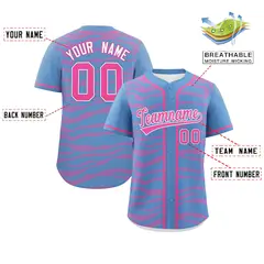 Light Blue Pink Zebra Graffiti Authentic Baseball Jersey 2