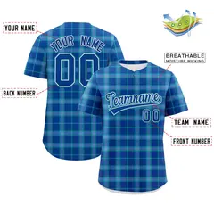 Light Blue Plaid Authentic Baseball Jersey 2