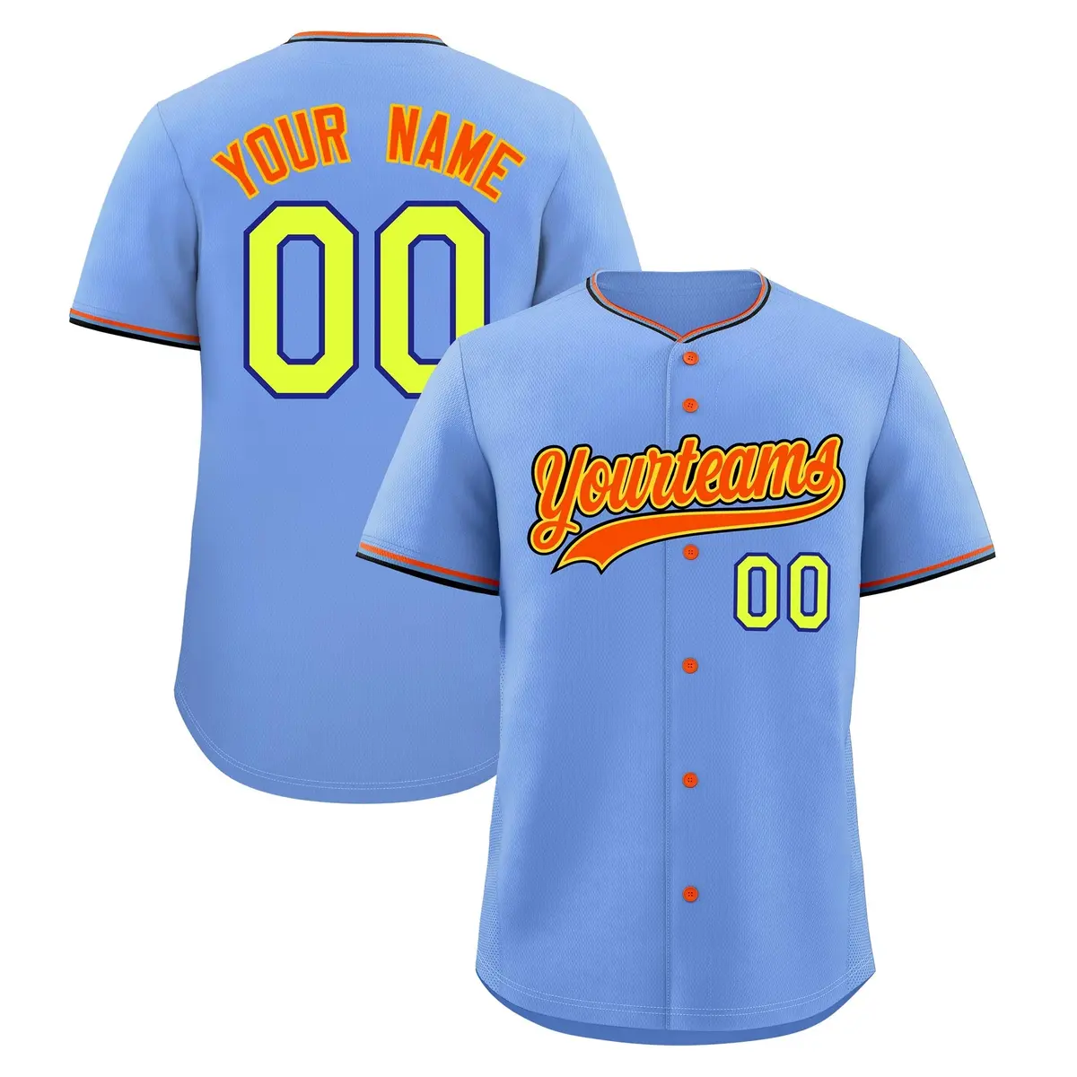 Light Blue Powder Blue Black Baseball Jersey