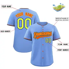Light Blue Powder Blue Black Baseball Jersey 2