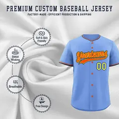 Light Blue Powder Blue Black Baseball Jersey 3