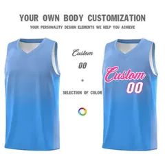 Light Blue Powder Blue Gradient Basketball Jersey 3