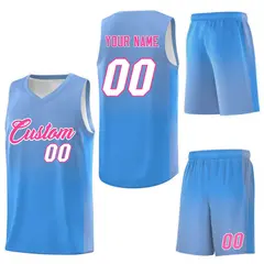 Light Blue Powder Blue Gradient Basketball Jersey 7