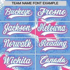 Light Blue Powder Blue Star Graffiti Baseball Jersey 7