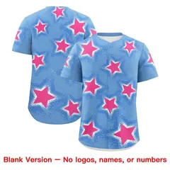 Light Blue Powder Blue Star Graffiti Baseball Jersey 9