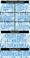 Light Blue Powder Blue-White Graffiti Palm Leaf Baseball Jersey 3
