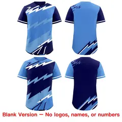 Light Blue Powder Blue White Reversible Baseball Jersey Lightning & Graffiti Pattern 8