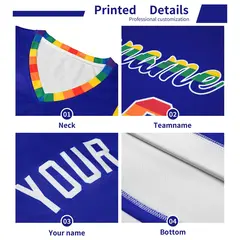 Light Blue Pride Month LGBT Rainbow Basketball Jersey 7