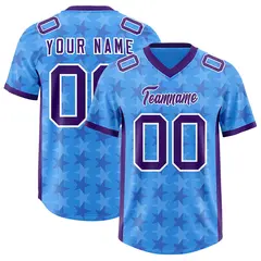 Light Blue Purple All Star Graffiti Pattern Football Jersey