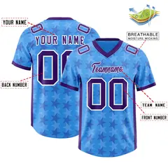 Light Blue Purple All Star Graffiti Pattern Football Jersey 2