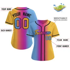 Women's Light Blue Purple-Black Gradient Baseball Jersey 2