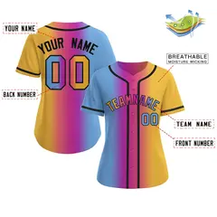Women's Light Blue Purple-Black Gradient Baseball Jersey 2