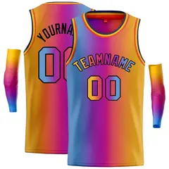 Light Blue Purple Black-Orange Gradient Bull Basketball Jersey
