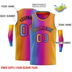 Light Blue Purple Black-Orange Gradient Bull Basketball Jersey 2