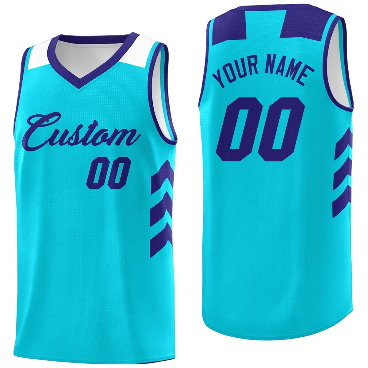 Light Blue Purple Classic Mesh Sport Basketball Jersey