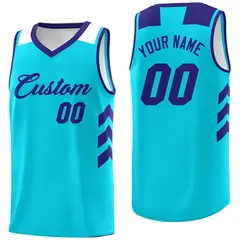 Light Blue Purple Classic Mesh Sport Basketball Jersey