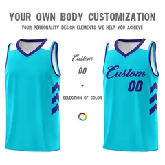 Light Blue Purple Classic Mesh Sport Basketball Jersey 3