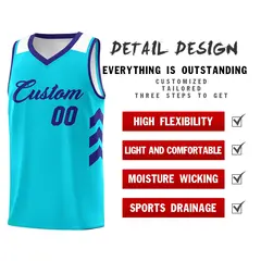 Light Blue Purple Classic Mesh Sport Basketball Jersey 4