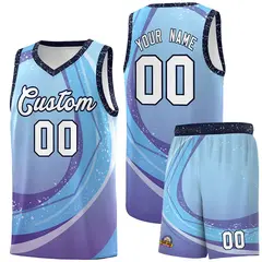 Light Blue Purple Galaxy Graffiti Pattern Basketball Jersey