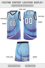 Light Blue Purple Galaxy Graffiti Pattern Basketball Jersey 2
