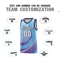 Light Blue Purple Galaxy Graffiti Pattern Basketball Jersey 3