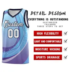 Light Blue Purple Galaxy Graffiti Pattern Basketball Jersey 4
