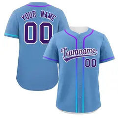 Light Blue Purple Gradient Ribbed Authentic Baseball Jersey 1