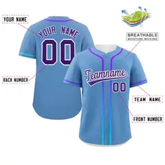 Light Blue Purple Gradient Ribbed Authentic Baseball Jersey 2