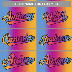 Light Blue Purple-Pink-Yellow Gradient Baseball Jersey 4