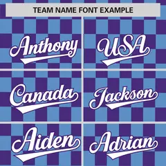 Light Blue Purple Plaid Fashion Authentic Baseball Jersey 3
