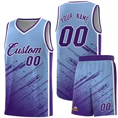 Light Blue Purple Splash Basketball Uniforms Summer Camp 1