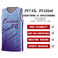 Light Blue Purple Splash Basketball Uniforms Summer Camp 2