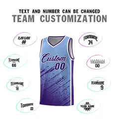 Light Blue Purple Splash Basketball Uniforms Summer Camp 4