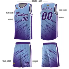 Light Blue Purple Splash Basketball Uniforms Summer Camp 5