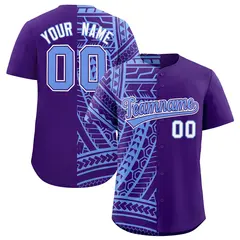 Light Blue Purple Tribal Split Baseball Jersey 1