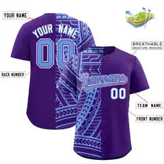 Light Blue Purple Tribal Split Baseball Jersey 2