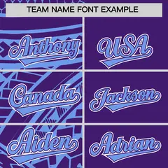 Light Blue Purple Tribal Split Baseball Jersey 3