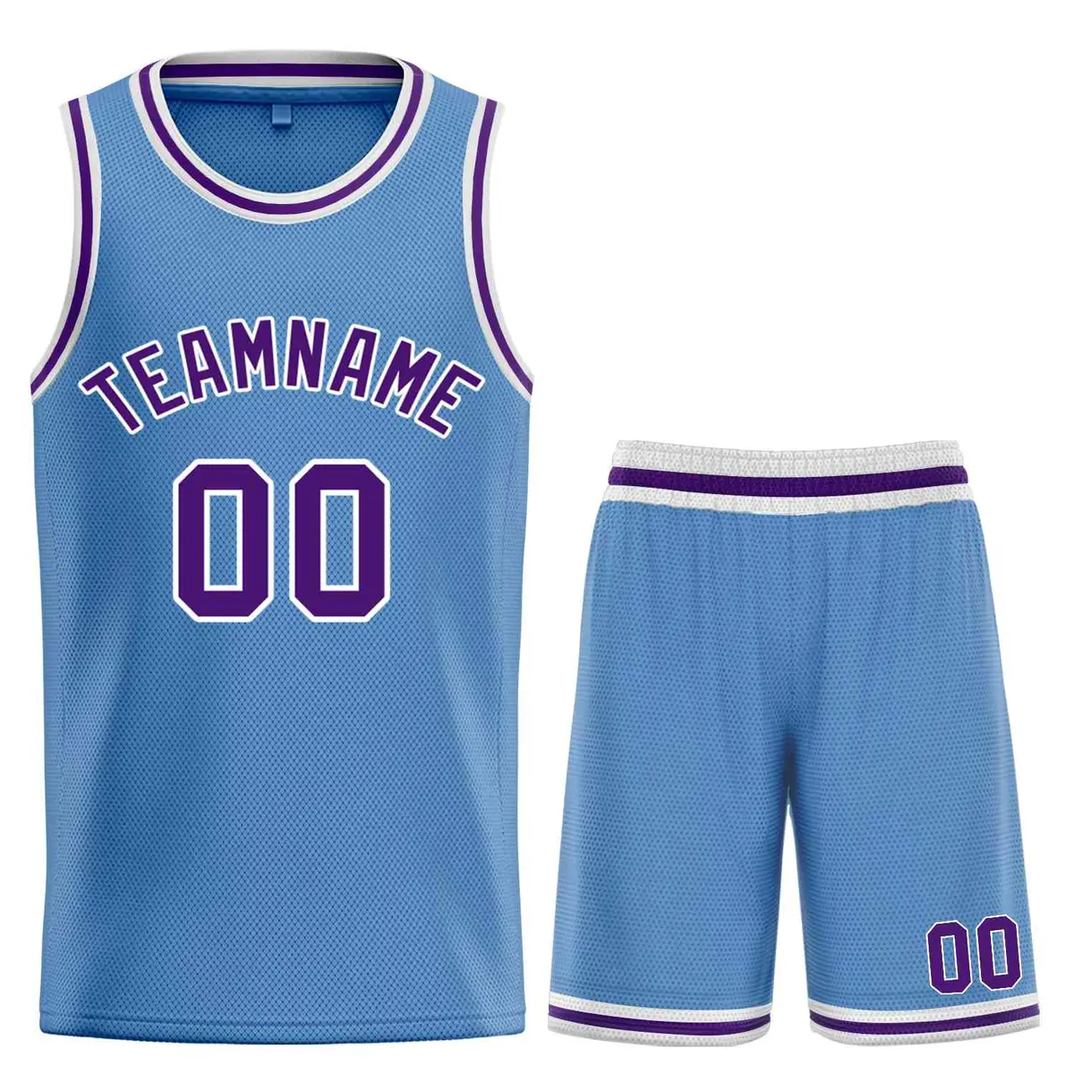 Light Blue Purple-White Bull Classic Sets Basketball Jersey